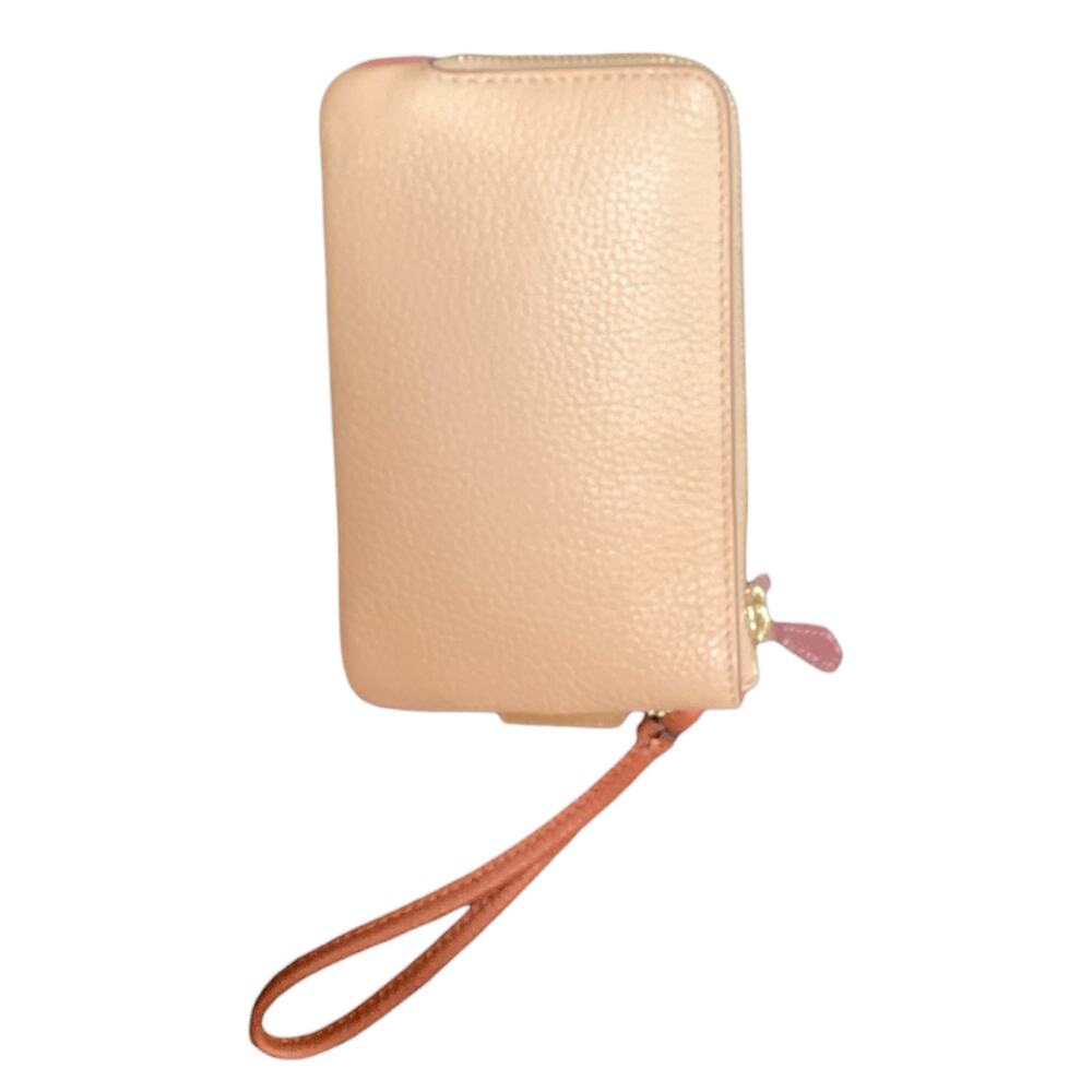 NWT Coach Wristlet/ Wallet Women’s One Size Double Corner Zip Pink And Orange - Picture 2 of 10